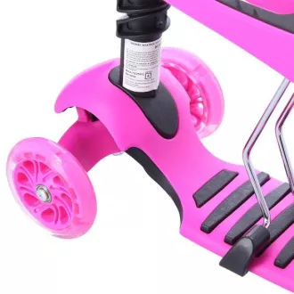 MINI SCOOTER 2v1 trikolesni skuter s kolesi LED, roza