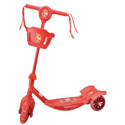 Otroški osvetljeni skuter s košarico - rdeč