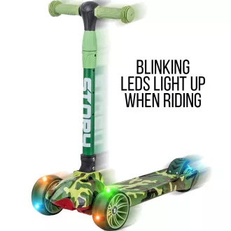 Otroški trikolesni skuter Story Lil´Crazy Kids s kolesi LED mini skuter, zelen