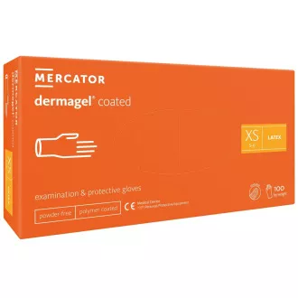 DERMAGEL COATED - rokavice za telo brez lateksa v prahu, notranja plast polimera, 100 kosov, XS