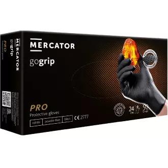 MERCATOR® GOGRIP - Nitrilne rokavice, brez prahu, 50 kosov, črne, XXL