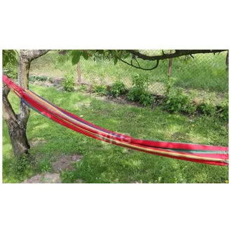 Zložljiva bombažna viseča mreža, rdeče-rumena, 260x80cm