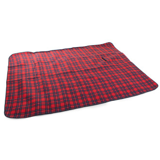 Piknik odeja z vodoodpornim spodnjim slojem 150x200 cm, rdeča kvačkana