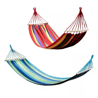 Bombažna viseča mreža 270x150 cm, za do 2 osebi, nosilnost 200 kg, modro-zelena