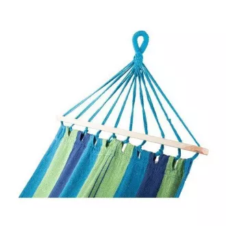 Bombažna viseča mreža 270x80cm, za eno osebo, nosilnost 130kg, modro-zelena