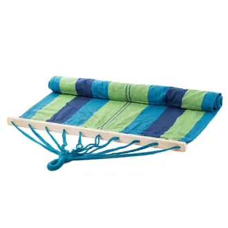 Bavlnena mreža za gugalnico, modro-zelena, z okvirjem – 200 x 80 cm
