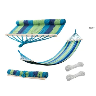 Bavlnena mreža za gugalnico, modro-zelena, z okvirjem – 200 x 80 cm