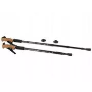 Treking palice za nordijsko hojo z ergonomskim ročajem iz plute, 135 cm, 2 kosa, črne