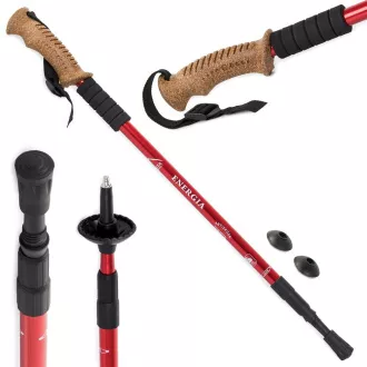 Treking palice za nordijsko hojo z ergonomskim ročajem iz plute, 135 cm, 2 kosa, črne
