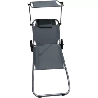 Zložljiv plažni stol na kolesih, 116x62x62-90 cm, siv Zložljiv plažni stol na kolesih, 116x62x62-90 cm, siv