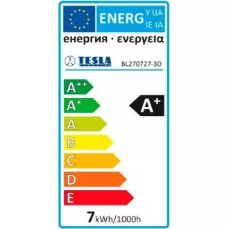 TESLA - LED BL270727-3D, žarnica CRYSTAL RETRO BULB, E27, 7W, 230V, 835lm, 15 000h, 2700K , 360