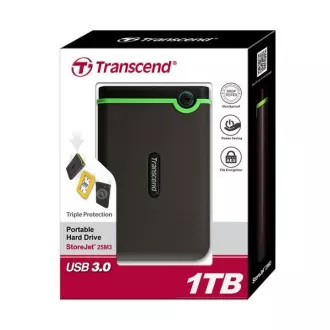 TRANSCEND Zunanji trdi disk USB 3.0 StoreJet 25M3S, 1 TB, črn (SATA, gumijasto ohišje, zaščita pred udarci) TRANSCEND Zunanji trdi disk USB 3.0 StoreJet 25M3S, 1 TB, črn (SATA, gumijasto ohišje, zaščita pred udarci)