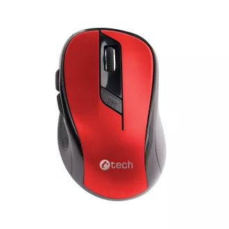 C-TECH miška WLM-02, črno-rdeča, brezžična, 1600DPI, 6 gumbov, USB nano sprejemnik