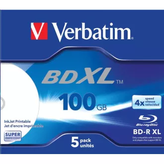 VERBATIM BD-R XL (5 kosov)Blu-Ray/Jewel/DL/4x/100GB/ ŠIROKO BELA TISKALNA POVRŠINA S TISKALNIKOM