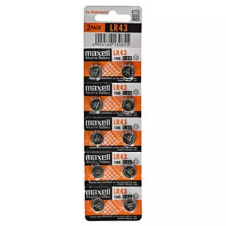 Alkalne baterije, LR43, LR43, 1,5 V, Maxell, blister, 10 kosov Alkalne baterije, LR43, LR43, 1,5 V, Maxell, blister, 10 kosov