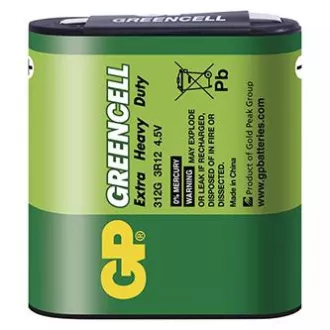 Cink kloridna baterija za enkratno uporabo, gumbna celica, 3R12, 4,5 V, GP, folija, 1 pakiranje, Greencell Cink kloridna baterija za enkratno uporabo, gumbna celica, 3R12, 4,5 V, GP, folija, 1 pakiranje, Greencell
