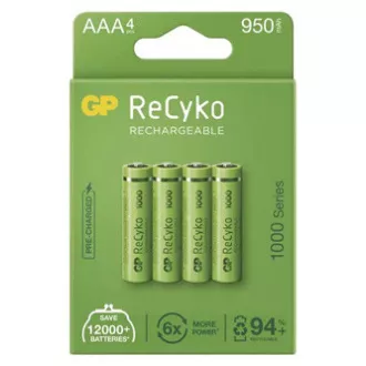 Akumulatorska baterija, AAA (HR03), 1,2 V, 950 mAh, GP, papirnata škatlica, 4 pakiranja, ReCyko