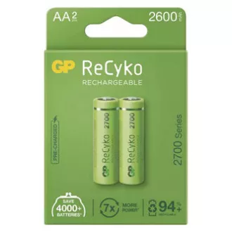 Baterija za polnjenje, AA (HR6), 1,2 V, 2600 mAh, GP, papirnata škatlica, 2 pakiranja, ReCyko Baterija za polnjenje, AA (HR6), 1,2 V, 2600 mAh, GP, papirnata škatlica, 2 pakiranja, ReCyko