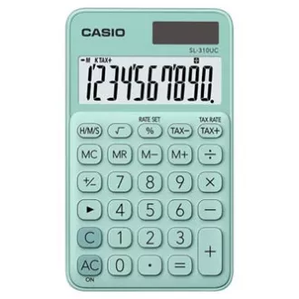 Kalkulator Casio SL 310 UC GN, turkizna barva, deset številk, dvojno napajanje
