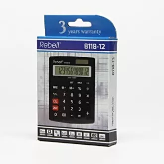 Kalkulator Rebell RE-8118-12 BX, črn, namizni, 12 številk Kalkulator Rebell RE-8118-12 BX, črn, namizni, 12 številk