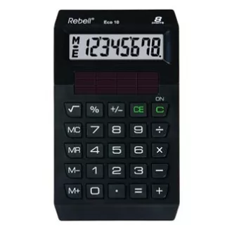 Kalkulator Rebell ECO 10, črn, žepni, osemmestni
