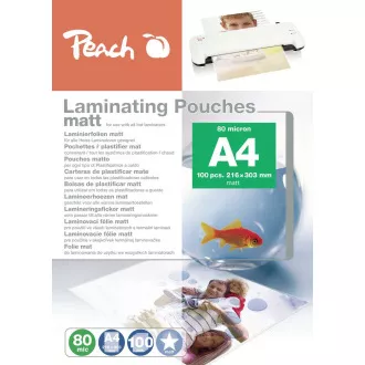 Laminirna folija PEACH, A4 (216x303mm), 80 mikrometrov, mat, 100 kosov