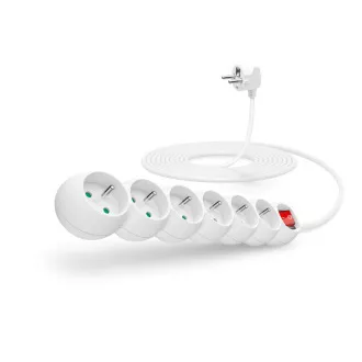 CONNECT IT podaljšek 230 V, 6 vtičnic, 5 m, s stikalom (bel)