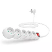 CONNECT IT podaljšek 230 V, 5 vtičnic, 3 m, s stikalom (bel)
