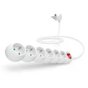 CONNECT IT podaljšek 230 V, 6 vtičnic, 2 m, s stikalom (bel)