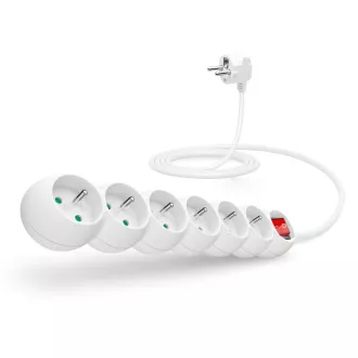 CONNECT IT podaljšek 230 V, 6 vtičnic, 2 m, s stikalom (bel)