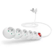 CONNECT IT podaljšek 230 V, 5 vtičnic, 2 m, s stikalom (bel)