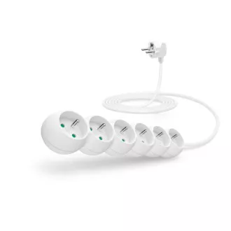 CONNECT IT podaljšek 230 V, 6 vtičnic, 3 m, brez stikala (bel)