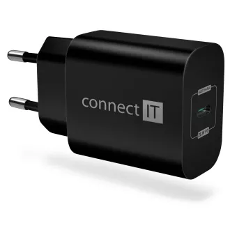 CONNECT IT Polnilni adapter Voyager2 1×USB-C, 25W PD, ČERNA