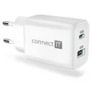 CONNECT IT Wanderer2 GaN polnilni adapter 1×USB-C   1xUSB-A, 33W PD, BELA