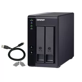QNAP zunanje ohišje za strojni RAID z dvema 3,5-palčnim 3,5-palčnim HDD SATA USB 3.1 Gen2 10Gb/s tipa C. Priložen je kabel USB-C na USB-A.