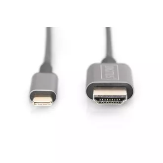 Digitus Kabelski adapter USB-C do HDMI, 1,8 m 4K/30 Hz, črn, kovinski pokrov