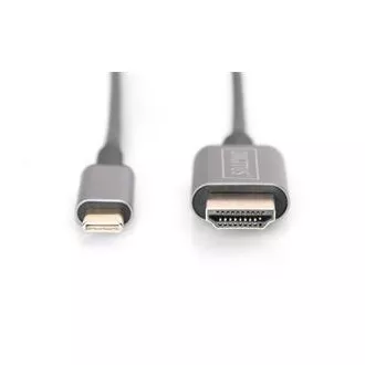 Digitus Kabelski adapter USB-C do HDMI, 1,8 m 4K/30 Hz, črn, kovinski pokrov