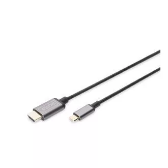 Digitus Kabelski adapter USB-C do HDMI, 1,8 m 4K/30 Hz, črn, kovinski pokrov
