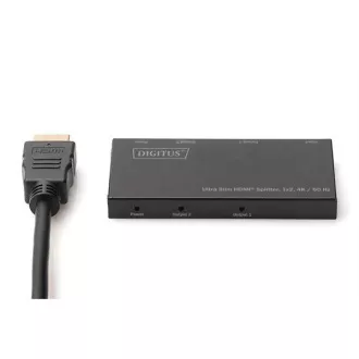 Digitus Ultra tanek razdelilnik HDMI, 1x2, 4K/60Hz HDR, HDCP 2.2, 18 Gb/s, napajanje Micro USB