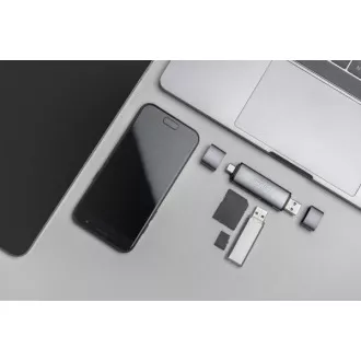 Digitus dvojni OTG bralnik kartic (USB-C   USB 3.0) 1x SD, 1x MicroSD, 1x USB 3.0, siva