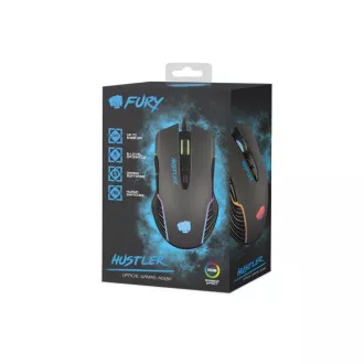 Fury Gaming Mouse Hustler, gaming, 6400DPI, USB, optična, žična, RGB, 7 gumbov, dolžina kabla 1,6 m, črna