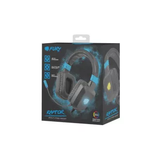 Gaming slušalke Fury Raptor z mikrofonom, žične, RGB, USB, priključek 3,5 mm, dolžina kabla 2 m, črne