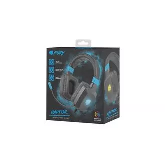 Gaming slušalke Fury Raptor z mikrofonom, žične, RGB, USB, priključek 3,5 mm, dolžina kabla 2 m, črne