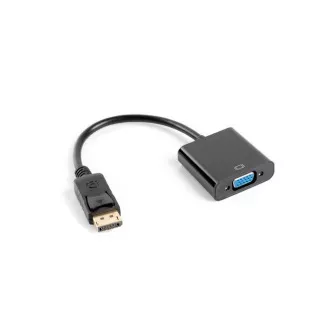 LANBERG Adapter DisplayPort 1.1 na VGA, M/F, kabel 20 cm, črn