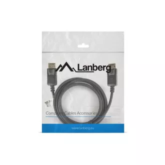 LANBERG DisplayPort 1.2 M/M priključni kabel, 4K@60Hz, dolžina 1,8 m, črn, z zaskočnico, pozlačeni priključki LANBERG DisplayPort 1.2 M/M priključni kabel, 4K@60Hz, dolžina 1,8 m, črn, z zaskočnico, pozlačeni priključki