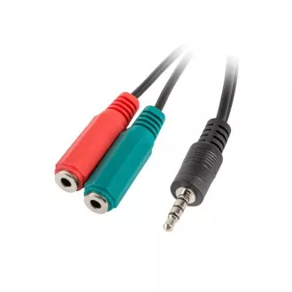 LANBERG Adapter Minijack 3,5 mm (M) 4-pinski do 2x Minijack 3,5 mm (F) 3-pinski kabel 20 cm, črn