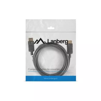 LANBERG DisplayPort 1.2 M/M priključni kabel, 4K@60Hz, dolžina 3 m, črn, z zaskočnico, pozlačeni priključki