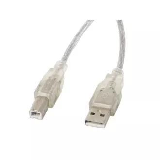 LANBERG Kabel USB-A (M) do USB-B (M) 2.0 1,8 m, prozoren