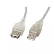 LANBERG USB-A M/F 2.0 kabel 1,8 m, prozoren