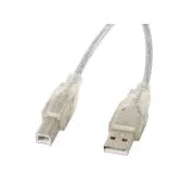 LANBERG Kabel USB-A (M) do USB-B (M) 2.0, 3 m, prozoren